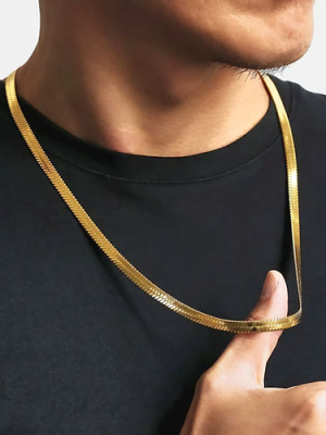 18k Gold Plated Herringbone Necklace